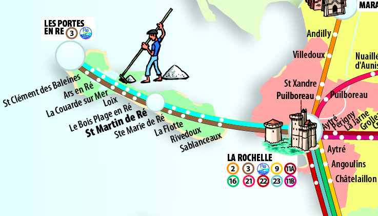 Ligne de bus Les Mouettes pour se rendre sur l'Ile de Ré