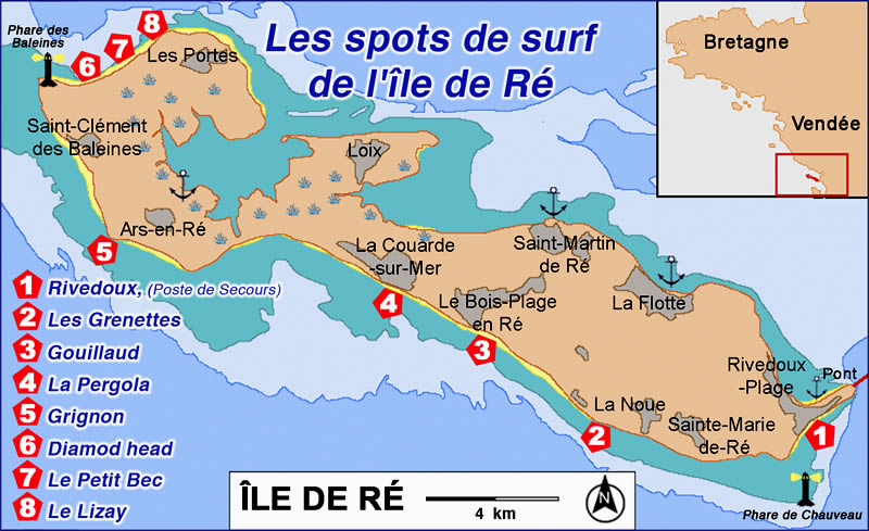 Spots de surf sur l'Ile de Ré